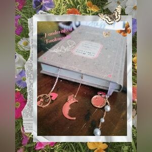 Handcrafted Upcycled Jewelry Bookmark | Vintage Beads | Charms | Ribbon | Books